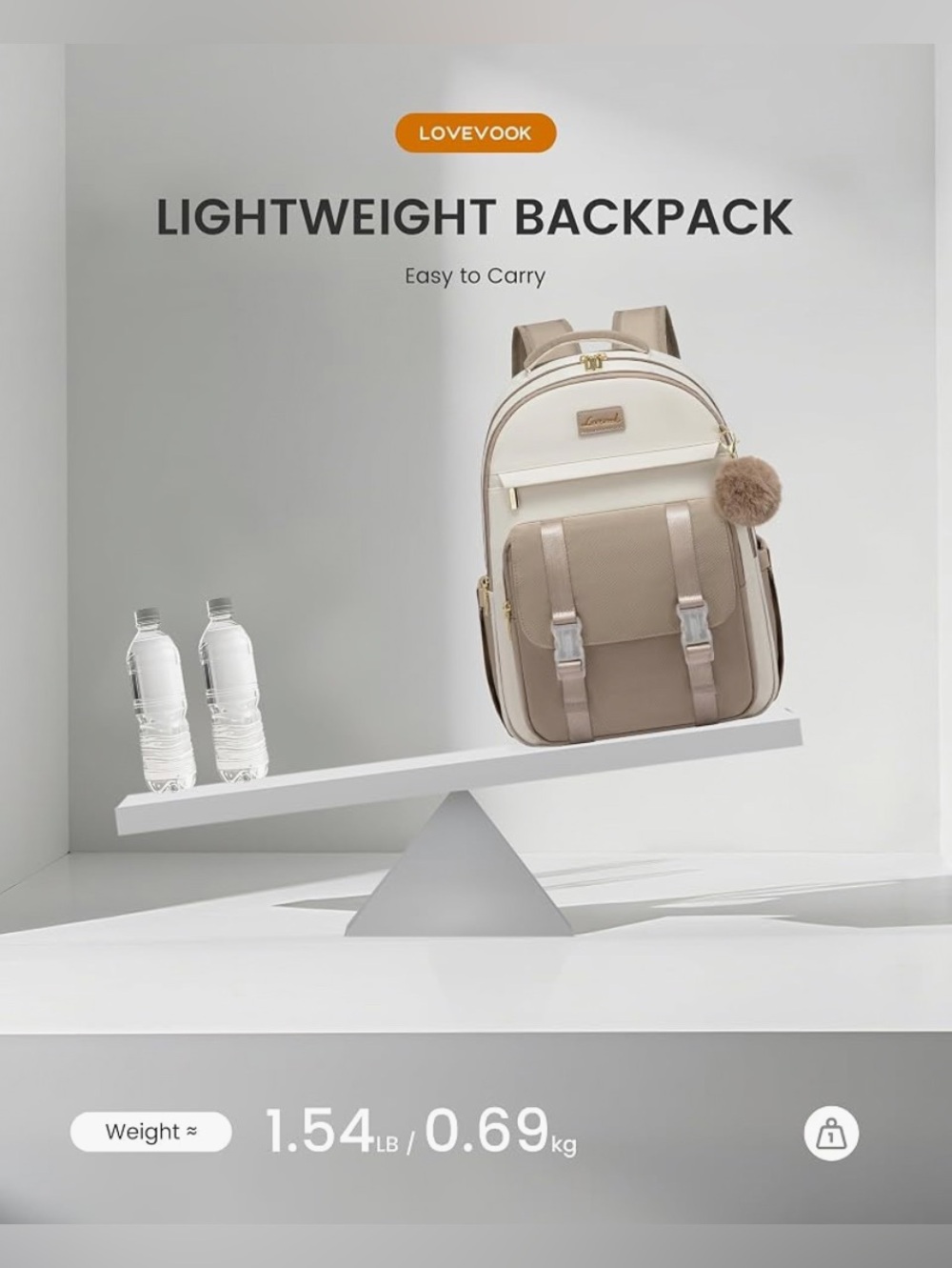 Two-Tone Black and Taupe Backpack - Picture 6 of 6